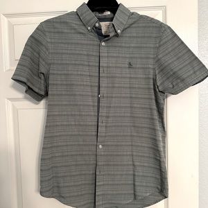 Men’s Original Penguin Slim Fit Short Sleeve Button Down Front Shirt Green Small